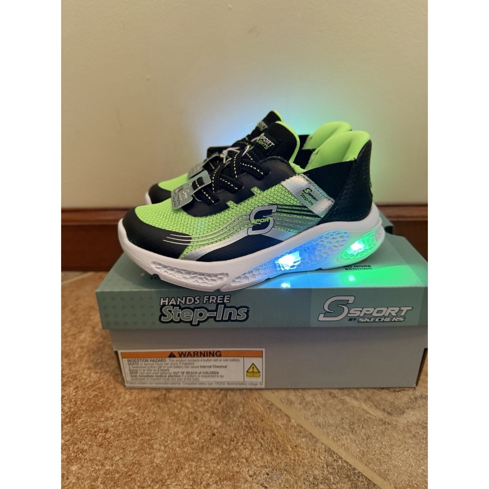 Toddler Boys' S Sport Skechers Myles Lime Green Sneakers Size 10 Light Up NWB